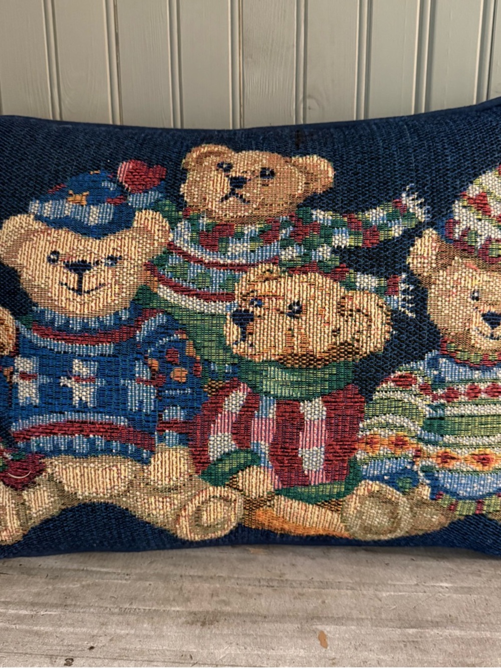 Vintage Navy Bear Tapestry Pillow Polo Bear Look Preppy Classic